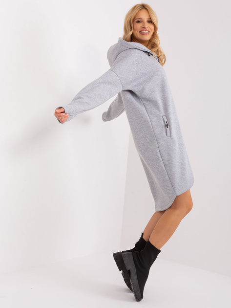 Hurt Szara melanżowa długa bluza basic z kapturem