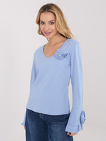 Brudnoniebieska dopasowana bluzka z bawełny