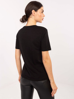 Czarny damski t-shirt z bawełny
