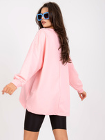 Jasnoróżowo-niebieska bluza oversize bez kaptura