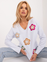 Hurt Biała casualowa bluzka z dekoltem V