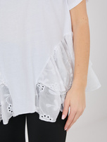 Biała damska bluzka oversize z baskinką