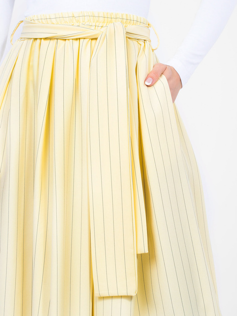 Pastelowa żółta garniturowa spódnica w paski