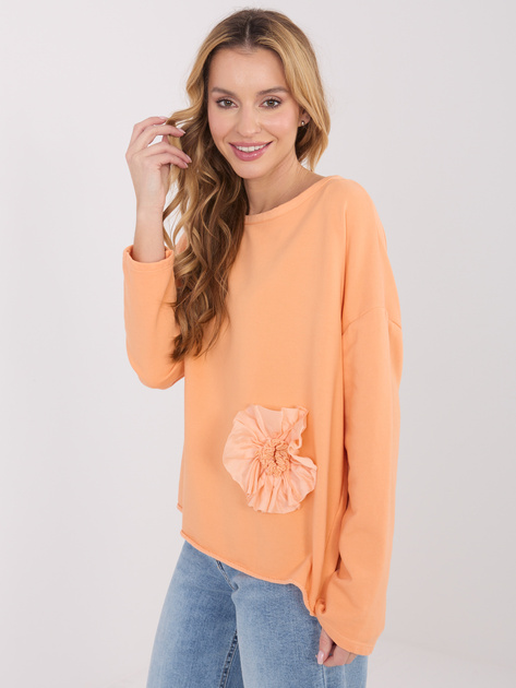 Jasnopomarańczowa bluza oversize bez kaptura