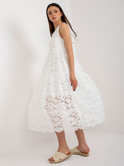 OCH BELLA White Lace Ruffle Dress L