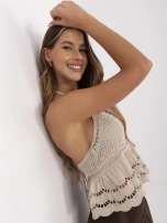 Beige luftige Top aus Baumwolle.