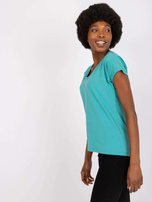 Turkusowy t-shirt z bawełny Arlette