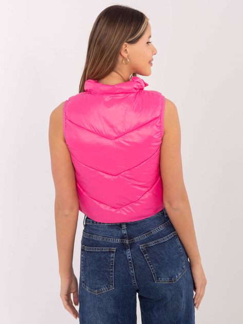 Hurt Ciemnoróżowa krótka kamizelka puchowa z pikowaniem