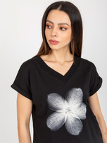 Hurt Czarna bluzka z dekoltem w serek RUE PARIS