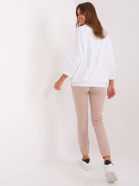 Hurt Ecru-beżowy damski komplet dresowy z aplikacją