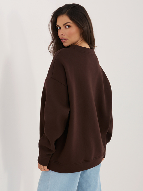 Czekoladowa ocieplana bluza bez kaptura RUE PARIS
