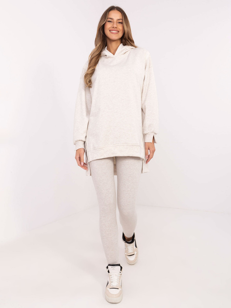 Hurt Jasnobeżowy melanżowy komplet z bluzą z rozcięciami