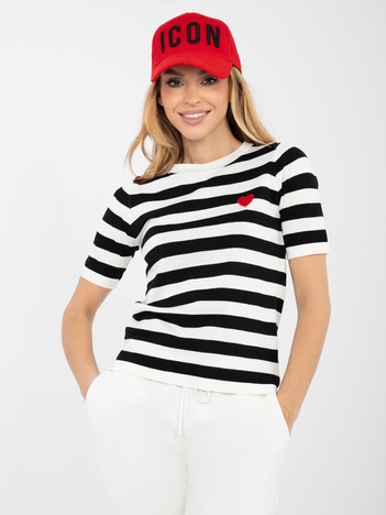 Czarny damski sweter z niewielkim haftem