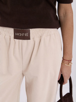 RUE PARIS Hellebeige Cordhosen mit Gummizug in der Taille.