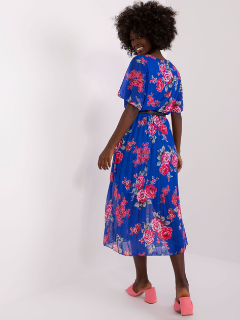 Hurt Kobaltowa plisowana sukienka w kwiaty