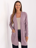 Ciemnoróżowy damski kardigan z kieszeniami 