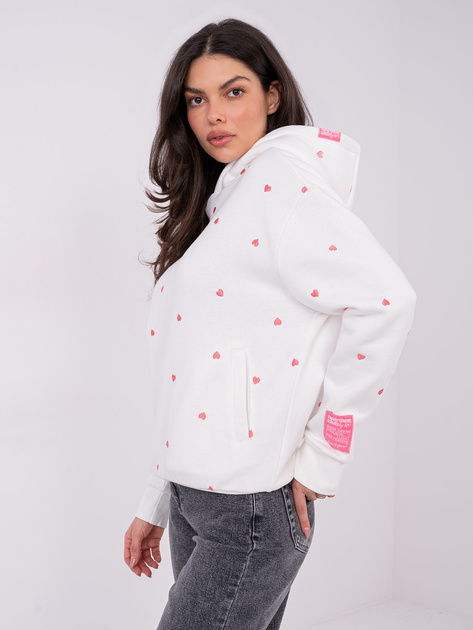 Biała ocieplana bluza z kieszeniami