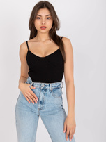 Czarny top z bawełny prążkowanej Alla OCH BELLA