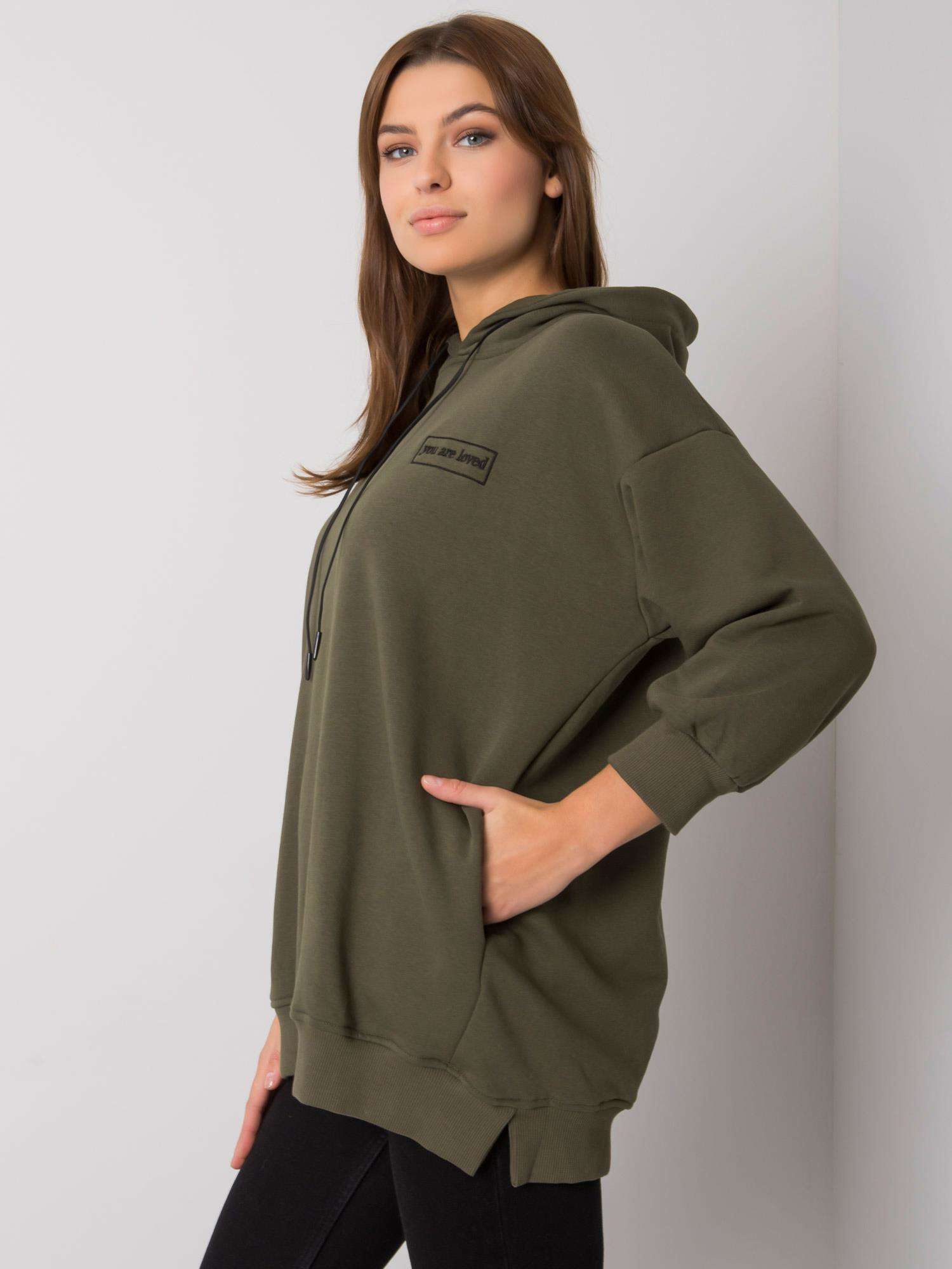 Khaki sweatshirt with pockets Leora