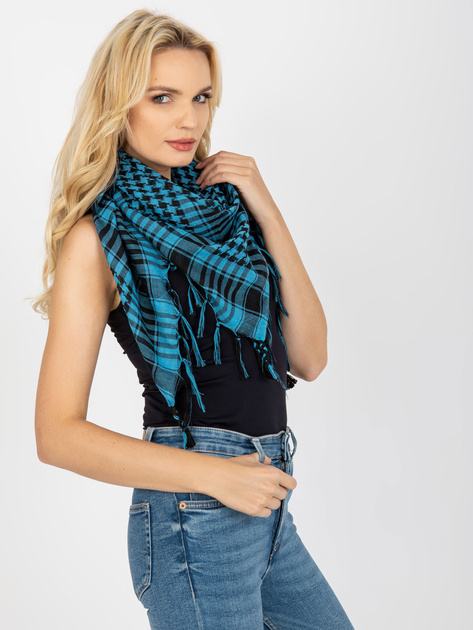 Hurt Jasnoniebiesko-czarna chusta arafatka z frędzlami