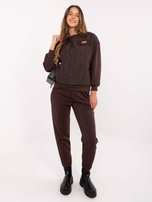 Ciemnobrązowy dwuczęściowy komplet z pikowaniem