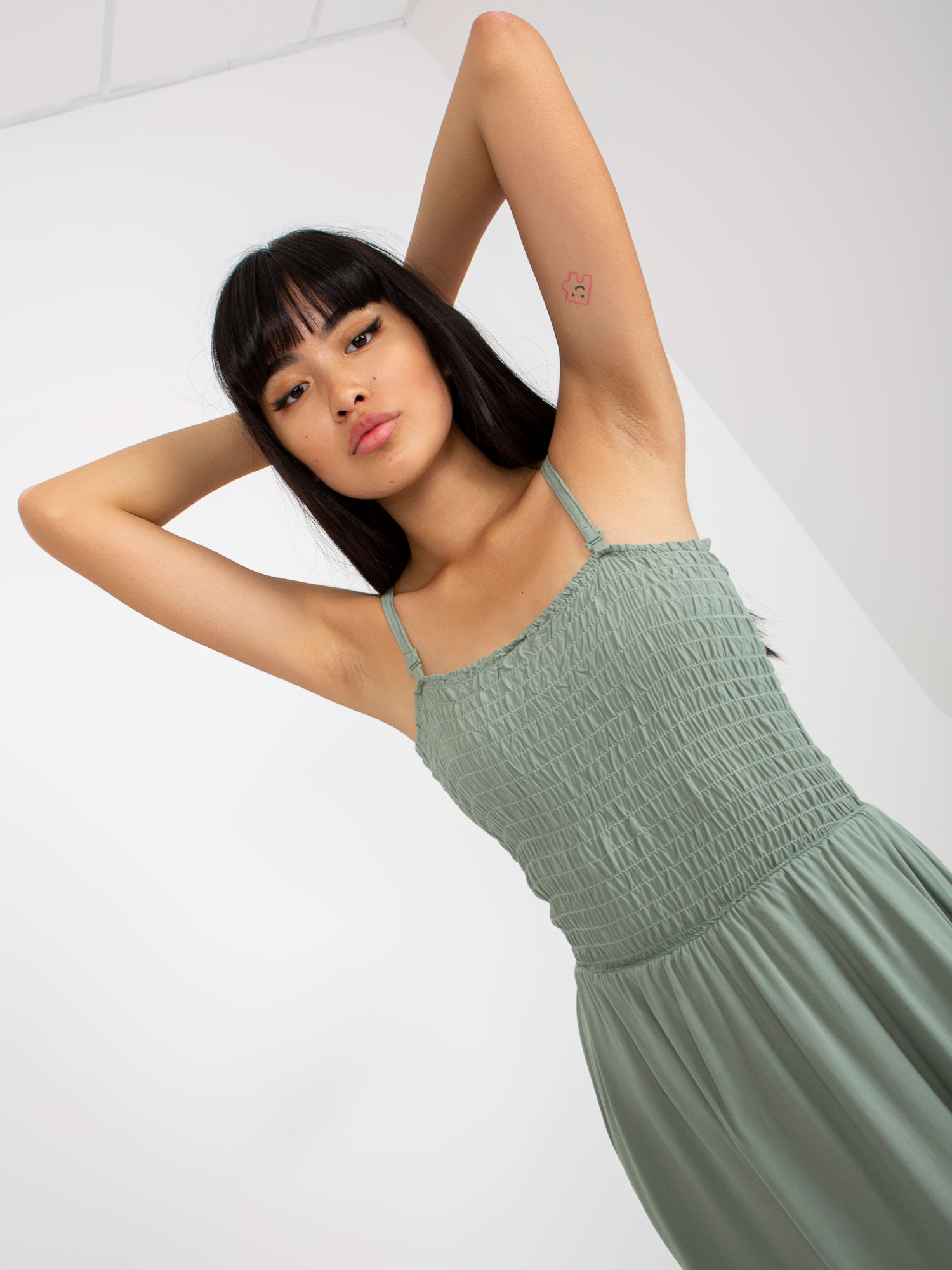 Hurtownia online Khaki midi sukienka na ramiączkach FRESH MADE 