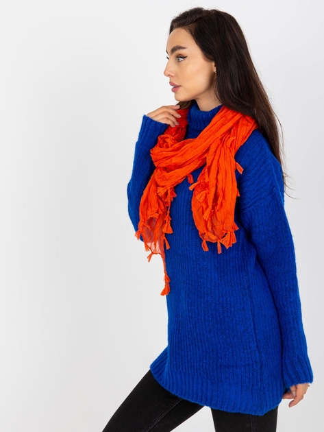 Hurt Pomarańczowa zwiewna chusta damska z marszczeniem