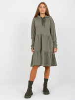 Hurt Khaki rozkloszowana sukienka dresowa z falbaną FRESH MADE 