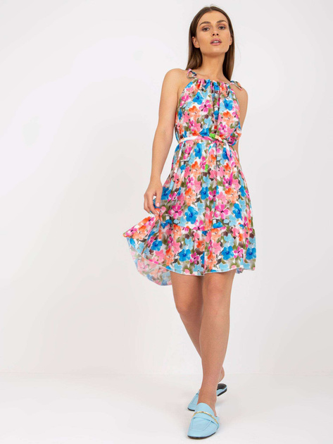 Sukienka w kolorowe kwiaty z falbaną RUE PARIS