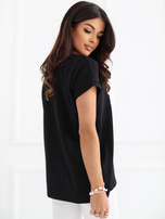 Czarna bawełniana bluzka w romby 