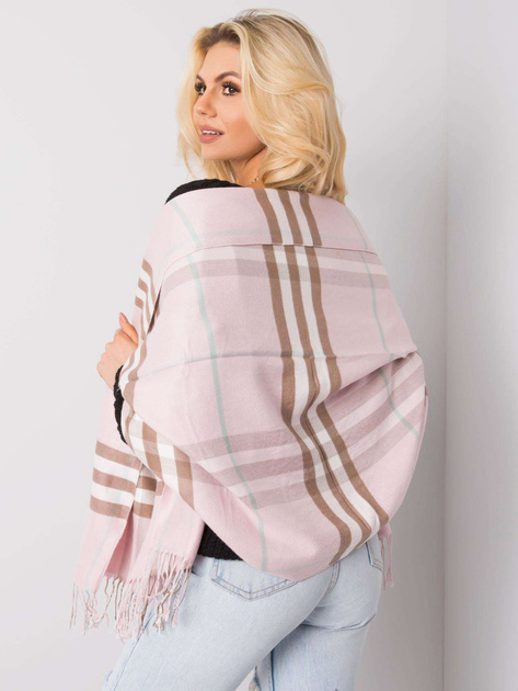 Jasnoróżowa chusta w kratę