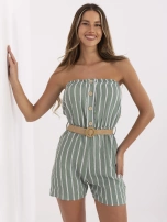 Pistacjowo-biały kombinezon w paski RUE PARIS