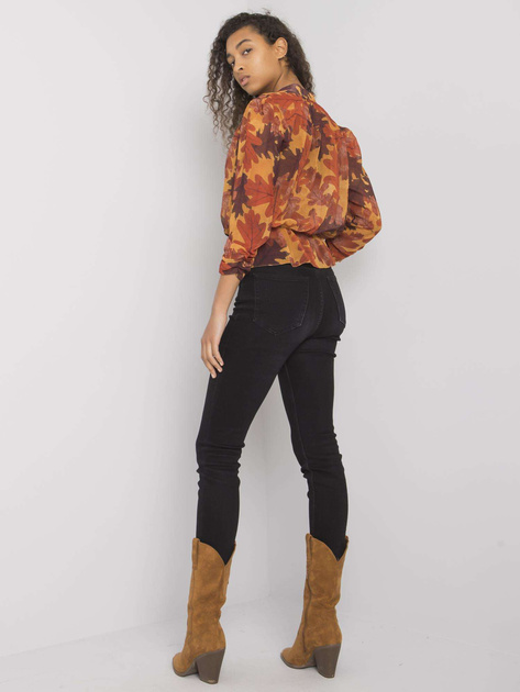 Brązowa bluzka szyfonowa z nadrukiem Barrie