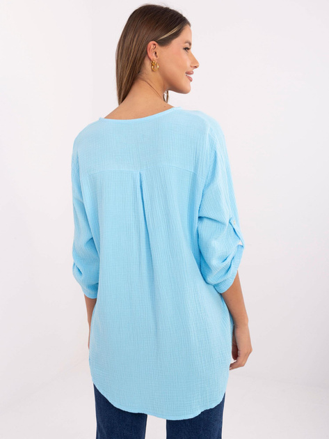 Hurt Jasnoniebieska koszulowa bluzka z muślinu