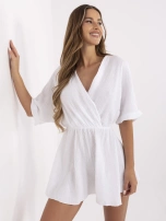 Biały muślinowy kombinezon z krótkim rękawem