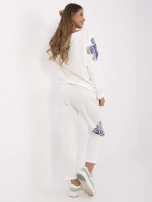 Ecru dwuczęściowy komplet z ozdobnymi wstawkami