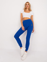 Hurtownia Kobaltowe prążkowane spodnie z bawełny