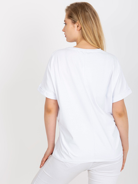 Biały lużny t-shirt plus size z nadrukiem