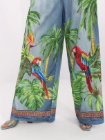 Niebieskie letnie spodnie damskie od kompletu