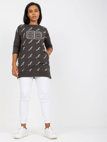 Hurtownia Khaki bluzka plus size z aplikacją