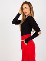 Hurt Czarna dopasowana bluzka basic w prążki RUE PARIS   