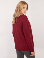 Hurt Bordowy sweter oversize z błyszczącą nitką