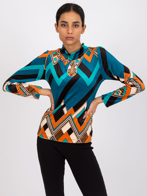 Morsko-pomarańczowa bluzka welurowa Pari