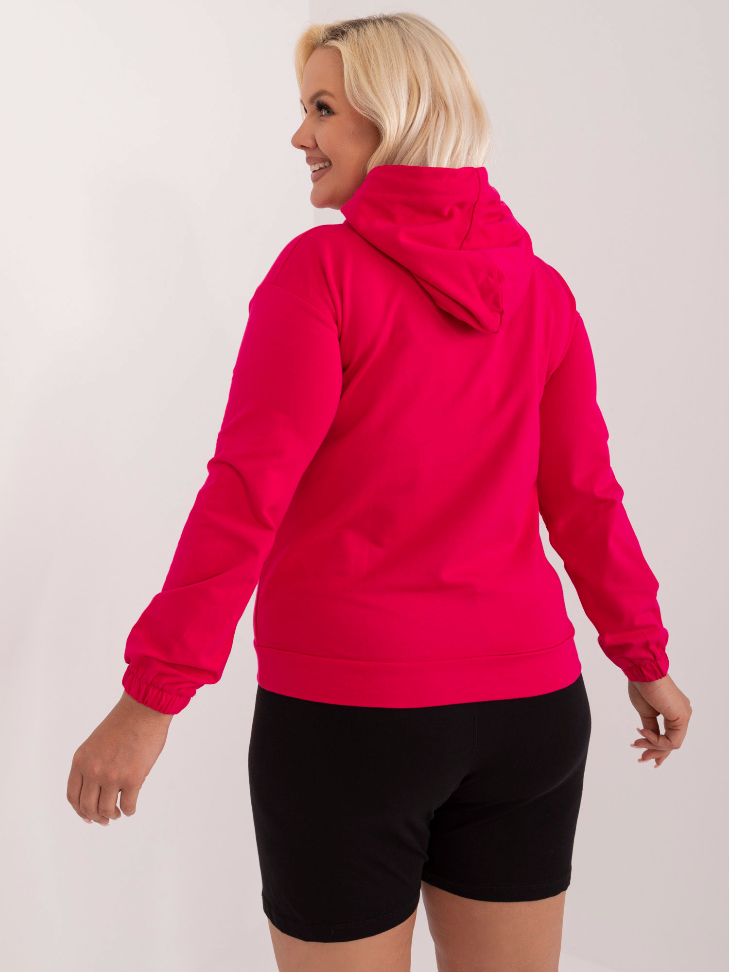 Velkoobchod Fuchsie dámská mikina plus size s tkaničkami.