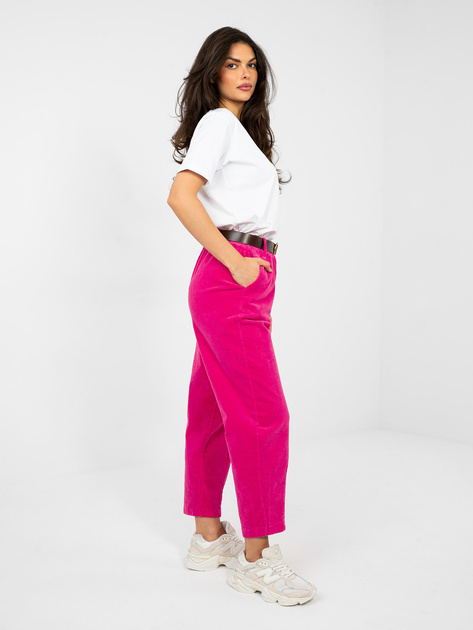 Fuksjowe sztruksowe spodnie typu carrot
