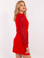 Hurt Czerwona mini sukienka koktajlowa z paskiem