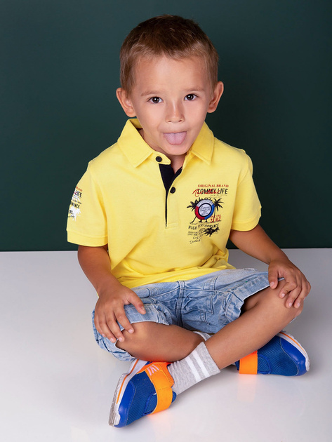 TOMMY LIFE Żółta koszulka polo chłopięca