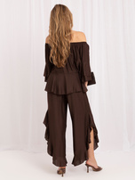 Dark brown summer set with 7/8 pants RUE PARIS.