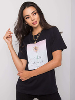 Czarny t-shirt z bawełny Vanessa