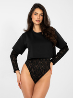 Czarne casualowe body z koronką 